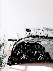 Комплект постельного белья полуторный их хлопка NS34 бязевое цветное с рисунком бязь