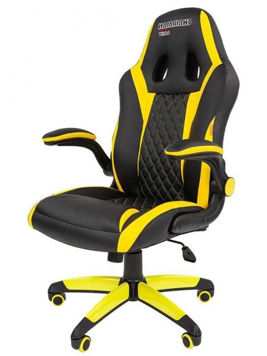 Компьютерное кресло Chairman Game 15 Экопремиум желтое игровое геймерское из экокожи для компьютера геймера от компании 2255 by - онлайн гипермаркет - фото 1