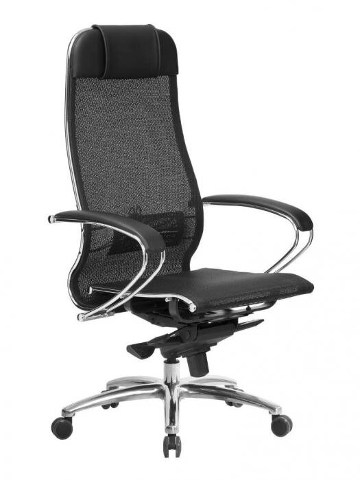 Компьютерное кресло стул руководителя для компьютера Метта Samurai S-1.04 Black Plus черное сетка от компании 2255 by - онлайн гипермаркет - фото 1