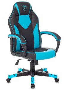 Компьютерное кресло Zombie Game 17 голубое игровое геймерское на колесиках из экокожи для компьютера геймера
