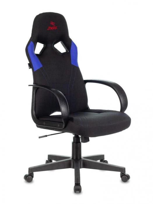 Компьютерное кресло Zombie Runner синее игровое геймерское из экокожи для компьютера геймера на колесиках от компании 2255 by - онлайн гипермаркет - фото 1