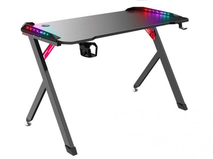 Компьютерный игровой геймерский письменный стол Defender Spirit RGB Black 64389 с подсветкой от компании 2255 by - онлайн гипермаркет - фото 1