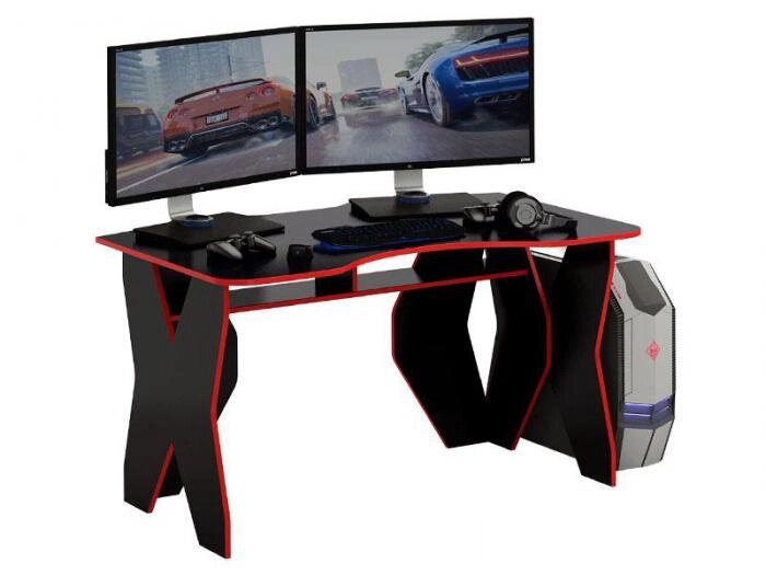 Компьютерный игровой геймерский стол черный красный красивый оригинальный прямой для ребенка от компании 2255 by - онлайн гипермаркет - фото 1