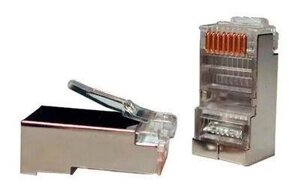 Коннектор Hyperline (PLUG-8P8C-U-C5-SH-100) FTP кат. 5E RJ45 прозрачный (упак. 100шт)