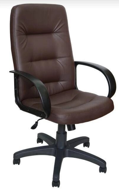 Коричневое кожаное кресло ЯрКресло Кресло Кр36 ТГ ПЛАСТ ЭКО3 (экокожа шоколад) компьютерное офисное от компании 2255 by - онлайн гипермаркет - фото 1