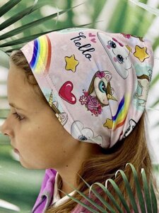 Косынка для девочки летняя Бандана детская Повязка на голову малышей розовая