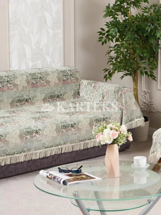 Ковровое покрывало на диван и кресло мягкую мебель 160х220 дивандек накидка с бахромой чехол велюровый от компании 2255 by - онлайн гипермаркет - фото 1