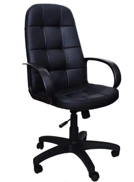 Кожаное компьютерное офисное кресло для руководителя ЯрКресло Кр45 ТГ ПЛАСТ ЭКО1 черное на колесиках от компании 2255 by - онлайн гипермаркет - фото 1