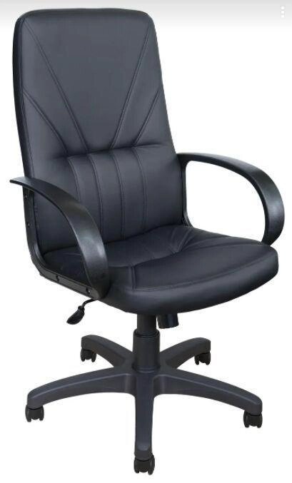 Кожаное кресло руководителя для компьютера ЯрКресло Кр37 ТГ ПЛАСТ ЭКО1 (черное) от компании 2255 by - онлайн гипермаркет - фото 1