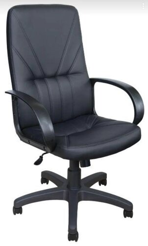 Кожаное кресло руководителя для компьютера ЯрКресло Кр37 ТГ ПЛАСТ ЭКО1 (черное)