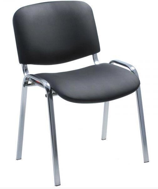 Кожаный офисный стул для посетителей OLSS ИЗО кожзам черный рама хромированый от компании 2255 by - онлайн гипермаркет - фото 1