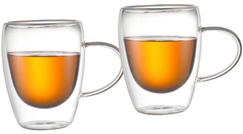 Кружки для чая кофе стеклянные с двойными стенками прозрачные кофейный набор чашек для капучино и латте
