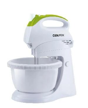 Кухонный электрический миксер с чашей бытовой для теста CENTEK CT-1119 белый/зеленый от компании 2255 by - онлайн гипермаркет - фото 1