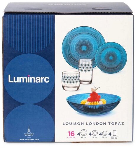 Luminarc луиз лондон топаз 16пр со стаканами ромб топаз 330мл S1239