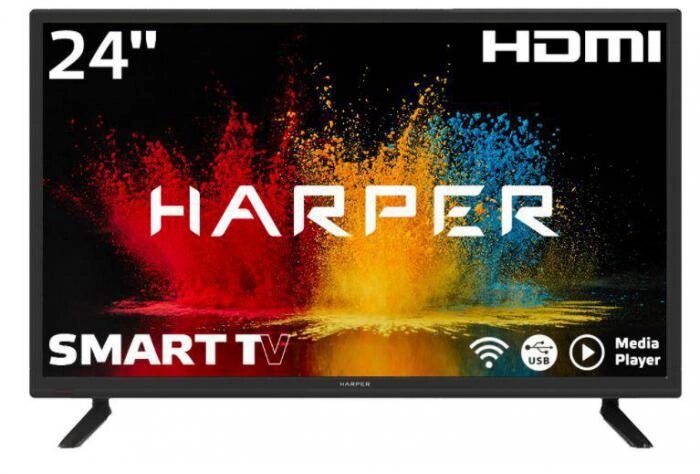 Маленький телевизор на кухню HARPER 24R470TS Smart tv 24 дюйма смарт тв от компании 2255 by - онлайн гипермаркет - фото 1