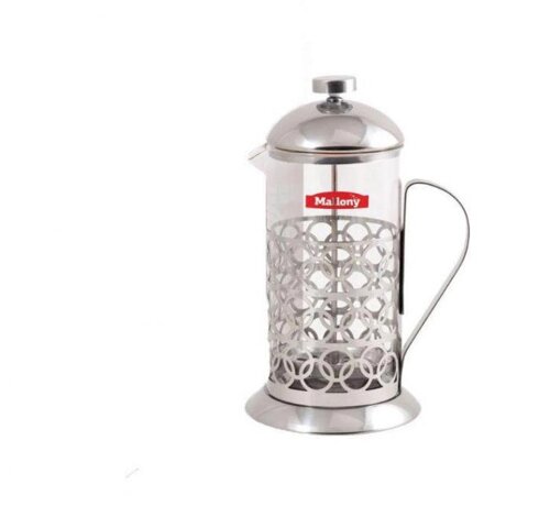 MALLONY Чайник/кофейник (кофе-пресс) OLIMPIA, 600 мл, из жаропрочного стекла, в корп из нерж ст, T046-600ML (950137)