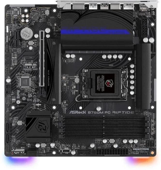 Материнская плата ASROCK B760M PG RIPTIDE, LGA 1700, Intel B760, mATX, Ret от компании 2255 by - онлайн гипермаркет - фото 1