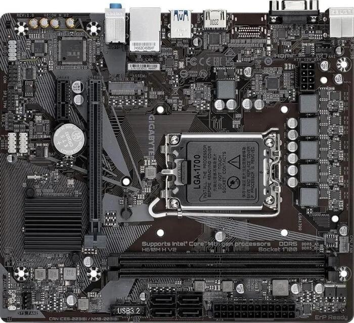 Материнская плата GIGABYTE H610M H V2, LGA 1700, Intel H610, mATX, Ret от компании 2255 by - онлайн гипермаркет - фото 1