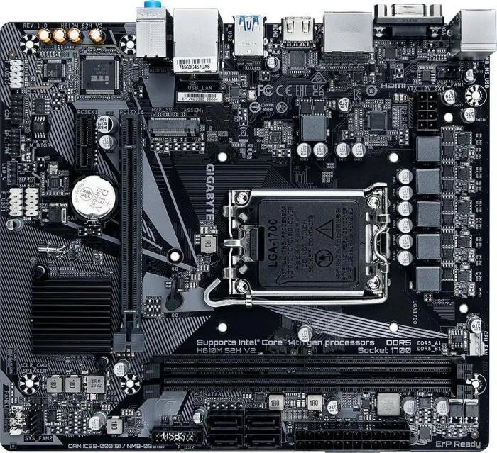 Материнская плата GIGABYTE H610M S2H V2, LGA 1700, Intel H610, mATX, Ret от компании 2255 by - онлайн гипермаркет - фото 1