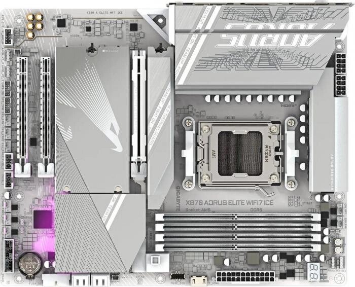 Материнская плата GIGABYTE X870 A ELITE WF7 ICE, SocketAM5, AMD X870, ATX, Ret от компании 2255 by - онлайн гипермаркет - фото 1