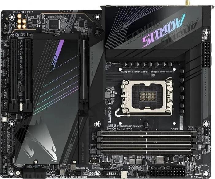 Материнская плата GIGABYTE Z790 AORUS PRO X WIFI7, LGA 1700, Intel Z790, ATX, Ret от компании 2255 by - онлайн гипермаркет - фото 1