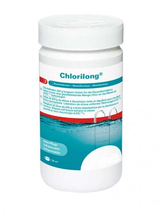 Медленнорастворимый хлор Bayrol ChloriLong 200 1kg 4536120 хлорные таблетки для очистки бассейна от компании 2255 by - онлайн гипермаркет - фото 1