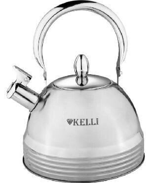 Металлический чайник со свистком KELLI KL-4324 из нержавеющей стали 3 литра для газовой индукционной плиты от компании 2255 by - онлайн гипермаркет - фото 1