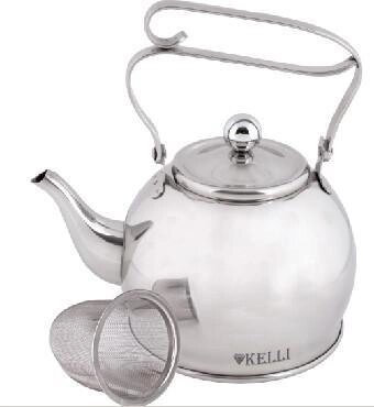 Металлический заварочный чайник KELLI заварник с фильтром ситечком для заваривания чая 1 литр от компании 2255 by - онлайн гипермаркет - фото 1
