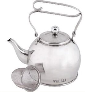 Металлический заварочный чайник KELLI заварник с фильтром ситечком для заваривания чая 1 литр