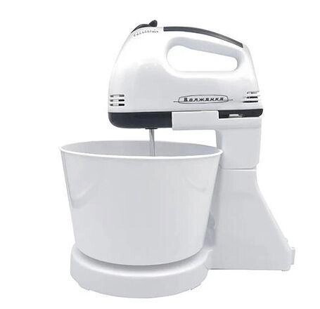 Миксер ручной электрический для кухни с венчиками и чашей для теста кухонный кондитерский ВОЛЖАНКА ЭМЧ-100 от компании 2255 by - онлайн гипермаркет - фото 1