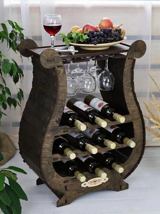 Мини бар для дома Подставка для бутылок вина держатель Лира деревянная напольная винная стойка подарок от компании 2255 by - онлайн гипермаркет - фото 1