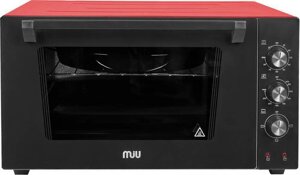 Мини печь духовка электрическая настольная электродуховка для разогрева еды пищи MIU 4203 E черно-красная