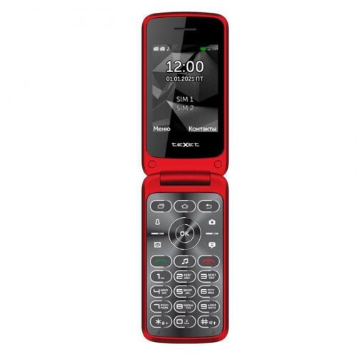 Мобильный сотовый телефон раскладушка TEXET TM-408 красный кнопочный GSM