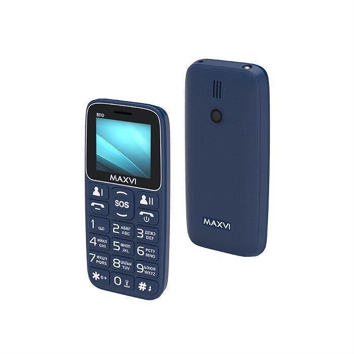 Мобильный телефон кнопочный с большими кнопками сотовый для пожилых людей MAXVI B110 синий от компании 2255 by - онлайн гипермаркет - фото 1