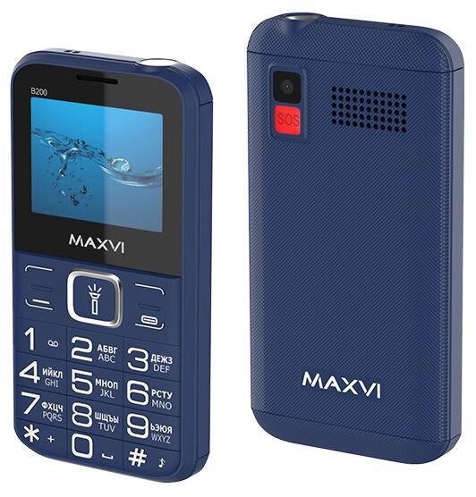 Мобильный телефон кнопочный с большими кнопками сотовый для пожилых людей MAXVI B200 синий от компании 2255 by - онлайн гипермаркет - фото 1