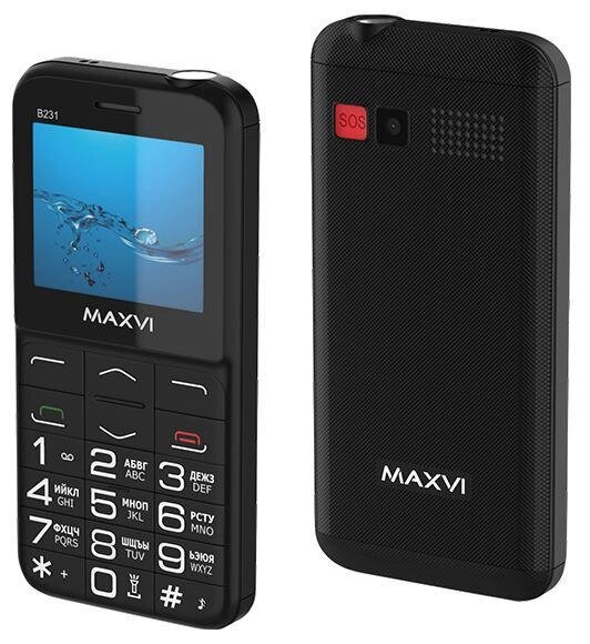 Мобильный телефон кнопочный с большими кнопками сотовый для пожилых людей MAXVI B231 черный от компании 2255 by - онлайн гипермаркет - фото 1