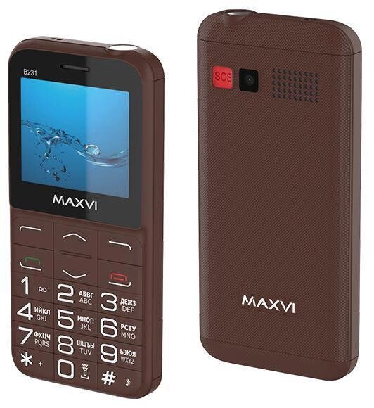 Мобильный телефон кнопочный с большими кнопками сотовый для пожилых людей MAXVI B231 коричневый от компании 2255 by - онлайн гипермаркет - фото 1