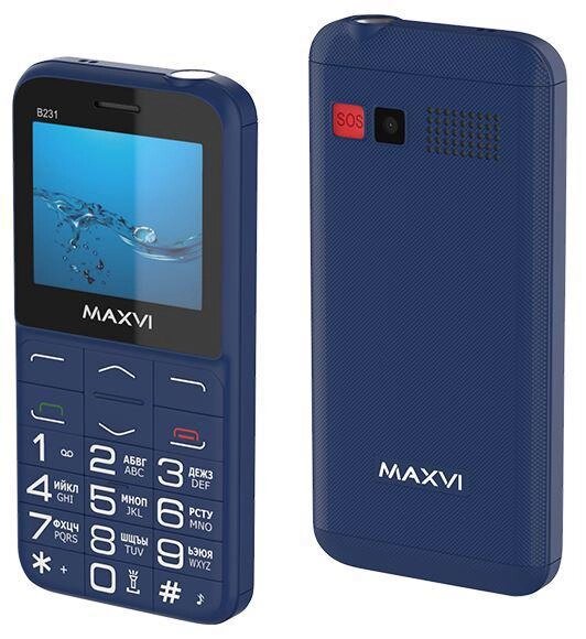 Мобильный телефон кнопочный с большими кнопками сотовый для пожилых людей MAXVI B231 синий от компании 2255 by - онлайн гипермаркет - фото 1