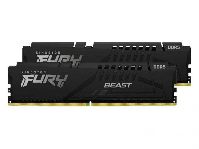 Модуль памяти Kingston Fury Beast Black DDR5 DIMM 5200MHz PC-41600 CL40 - 16Gb Kit (2x8Gb) KF552C40BBK2-16 от компании 2255 by - онлайн гипермаркет - фото 1