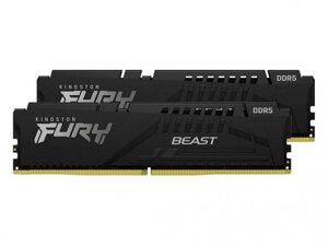 Модуль памяти kingston fury beast black DDR5 DIMM 5200mhz PC-41600 CL40 - 64gb kit (2x32gb) KF552C40BBK2-64