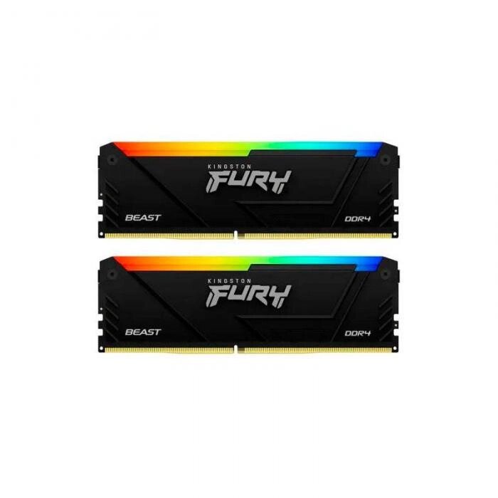 Модуль памяти Kingston FURY Beast Black RGB DDR4 DIMM 3200MHz PC-25600 CL16 - 16Gb Kit (2x8Gb) KF432C16BB2AK2/16 от компании 2255 by - онлайн гипермаркет - фото 1