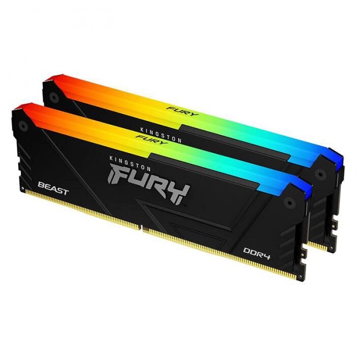 Модуль памяти Kingston Fury Beast RGB RTL Gaming DDR4 DIMM 3600MHz PC4-28800 CL18 - 32Gb Kit (2x16Gb) KF436C18BB2AK2/32 от компании 2255 by - онлайн гипермаркет - фото 1