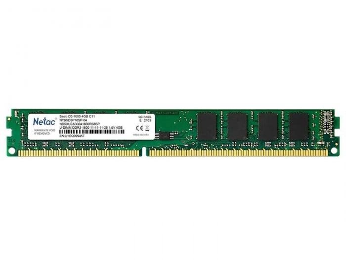 Модуль памяти Netac DDR3 DIMM 1600Mhz PC12800 CL11 - 4Gb NTBSD3P16SP-04 от компании 2255 by - онлайн гипермаркет - фото 1