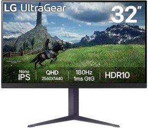 Монитор LG 31.5" 32GS85Q-B IPS 2K чер HDMI DP USB HAS 180hz 350cd ex