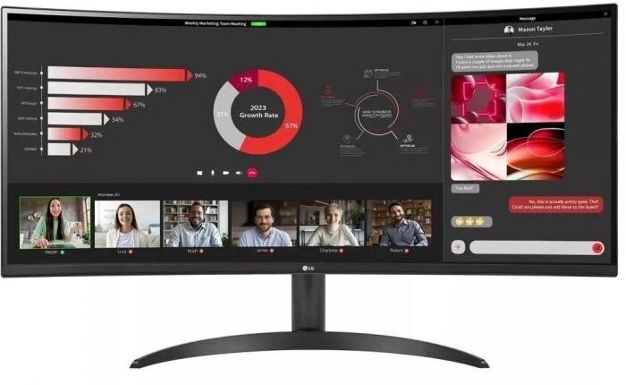 Монитор LG UltraWide 34WR50QK-B,  3440x1440,  VA,  100Гц,  2хHDMI,  изогнутый, черный [34wr50qk-b. aruz] от компании 2255 by - онлайн гипермаркет - фото 1