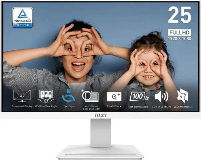 Монитор MSI 24.5" MP253W IPS FHD бел HDMI DP VGA M/M HAS Piv 100Hz 300cd Ex от компании 2255 by - онлайн гипермаркет - фото 1