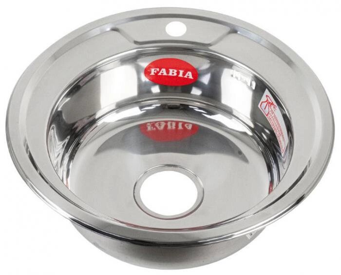 Мойка для кухни из нержавеющей стали с сифоном врезная в столешницу круглая кухонная металлическая FABIA 4904 от компании 2255 by - онлайн гипермаркет - фото 1