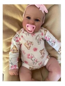 Мягконабивная кукла Реборн младенец пупс девочка большая 60 см Красивая игрушка в подарок Пупсик для детей