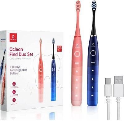 Набор электрических зубных щеток OCLEAN Find Duo Set F5002 насадки для щётки: 2шт, цвет: красный и синий [c01000545] от компании 2255 by - онлайн гипермаркет - фото 1