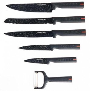 Набор кухонных ножей с овощечисткой WEBBER BE-2262N черный